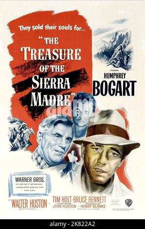 Tim holt & Humphrey Bogart Posterfilm: Der Schatz der Sierra Madre (USA 1948) / Literaturverfilmung (nach dem Buch von B. Traven) Regie: John Huston 15 January 1948 **WARNUNG** Dieses Foto ist nur für redaktionelle Zwecke bestimmt und unterliegt dem Copyright von WARNER BROS. Und/oder des Fotografen, der von der Film- oder Produktionsfirma beauftragt wurde und nur durch Publikationen im Zusammenhang mit der Bewerbung des oben genannten Films reproduziert werden kann. Eine obligatorische Gutschrift an WARNER BROS. Ist erforderlich. Der Fotograf sollte auch bei Bekanntwerden des Fotos gutgeschrieben werden. Eine kommerzielle Nutzung kann ohne schriftliche Genehmigung von nicht gewährt werden Stockfoto