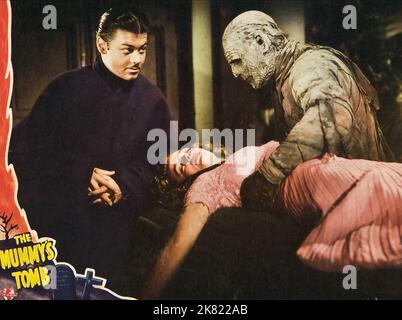 Turhan Bey, Lon Chaney Jr. & Elyse Knox Film: The Mummy'S Tomb (USA 1942) Charaktere: Mehemet Bey, Kharis, The Mummy, Isobel Evans Regie: Harold Young 23 October 1942 **WARNUNG** Dieses Foto ist nur für den redaktionellen Gebrauch bestimmt und unterliegt dem Copyright von UNIVERSAL-BILDERN und/oder dem Fotografen, der von der Film- oder Produktionsfirma beauftragt wurde und darf nur von Publikationen im Zusammenhang mit der Bewerbung des oben genannten Films reproduziert werden. Eine obligatorische Gutschrift für UNIVERSELLE BILDER ist erforderlich. Der Fotograf sollte auch bei Bekanntwerden des Fotos gutgeschrieben werden. Eine kommerzielle Nutzung kann ohne schriftliche Genehmigung nicht gewährt werden Stockfoto