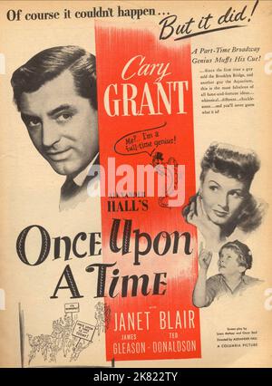 Cary Grant Film Poster Film Once Upon A Time (1945) Regie: Alexander Hall 11. Mai 1944 **WARNUNG** dieses Foto ist nur für redaktionelle Zwecke bestimmt und unterliegt dem Urheberrecht von COLUMBIA und/oder dem Fotografen, der von der Film- oder Produktionsgesellschaft beauftragt wurde. Eine obligatorische Gutschrift für COLUMBIA ist erforderlich. Der Fotograf sollte ebenfalls angerechnet werden, wenn er bekannt ist. Ohne schriftliche Genehmigung der Film Company kann keine kommerzielle Nutzung gewährt werden. Stockfoto