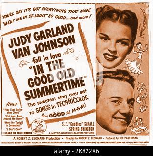 Judy Garland & Van Johnson Poster Film: In The Good Old Summertime (1949) Charaktere: Veronica Fisher & Regie: Robert z. Leonard 29 July 1949 **WARNUNG** Dieses Foto ist nur für den redaktionellen Gebrauch bestimmt und unterliegt dem Copyright der Film Company und/oder des Fotografen, der von der Film- oder Produktionsfirma beauftragt wurde und kann nur durch Publikationen im Zusammenhang mit der Bewerbung des oben genannten Films reproduziert werden. Eine obligatorische Gutschrift an die Filmgesellschaft ist erforderlich. Der Fotograf sollte auch bei Bekanntwerden des Fotos gutgeschrieben werden. Ohne schriftliche Genehmigung der Film Company kann keine kommerzielle Nutzung gewährt werden. Stockfoto