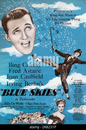 Bing Crosby, Fred Astaire & Joan Caulfield Film Poster Film: Blue Skies (1948) Charaktere: Johnny Adams,Jed Potter & Regie: Stuart Heisler 16 October 1946 **WARNUNG** Dieses Foto ist nur für redaktionelle Zwecke bestimmt und unterliegt dem Copyright von MGM und/oder dem von der Film- oder Produktionsfirma beauftragten Fotografen und kann nur von Publikationen im Zusammenhang mit der Bewerbung des oben genannten Films reproduziert werden. Eine obligatorische Gutschrift an MGM ist erforderlich. Der Fotograf sollte auch bei Bekanntwerden des Fotos gutgeschrieben werden. Ohne schriftliche Genehmigung der Film Company kann keine kommerzielle Nutzung gewährt werden. Stockfoto