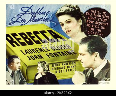 US Movie Poster Film Rebecca (1940) Regie: Alfred Hitchcock 27. März 1940 **WARNUNG** dieses Foto ist nur für redaktionelle Zwecke bestimmt und unterliegt dem Copyright der UNITED ARTISTS und/oder des von der Film or Production Company beauftragten Fotografen und kann nur durch Veröffentlichungen in Verbindung mit der Werbung für den obigen Film reproduziert werden. Eine obligatorische Gutschrift für UNITED ARTISTS ist erforderlich. Der Fotograf sollte ebenfalls angerechnet werden, wenn er bekannt ist. Ohne schriftliche Genehmigung der Film Company kann keine kommerzielle Nutzung gewährt werden. Stockfoto