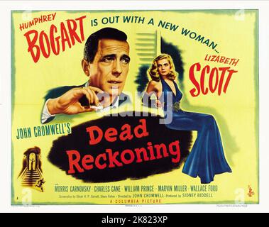 Humphrey Bogart & Lizabeth Scott Poster Film: Dead Reckoning (1947) Charaktere: Capt. 'Rip' Murdock, 'Dusty' Chandler Regie: John Cromwell 02 January 1947 **WARNUNG** Dieses Foto ist nur für den redaktionellen Gebrauch bestimmt und unterliegt dem Copyright von COLUMBIA PICTURES und/oder des Fotografen, der von der Film- oder Produktionsfirma beauftragt wurde und darf nur von Publikationen im Zusammenhang mit der Bewerbung des oben genannten Films reproduziert werden. Eine obligatorische Gutschrift für COLUMBIA PICTURES ist erforderlich. Der Fotograf sollte auch bei Bekanntwerden des Fotos gutgeschrieben werden. Ohne schriftliche Genehmigung des Films C kann keine kommerzielle Nutzung gewährt werden Stockfoto