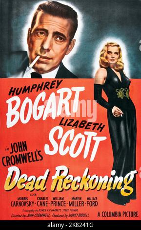 Humphrey Bogart & Lizabeth Scott Poster Film: Dead Reckoning (1943) Charaktere: Capt. 'Rip' Murdock, 'Dusty' Chandler Regie: John Cromwell 02 January 1947 **WARNUNG** Dieses Foto ist nur für den redaktionellen Gebrauch bestimmt und unterliegt dem Copyright von COLUMBIA PICTURES und/oder des Fotografen, der von der Film- oder Produktionsfirma beauftragt wurde und darf nur von Publikationen im Zusammenhang mit der Bewerbung des oben genannten Films reproduziert werden. Eine obligatorische Gutschrift für COLUMBIA PICTURES ist erforderlich. Der Fotograf sollte auch bei Bekanntwerden des Fotos gutgeschrieben werden. Ohne schriftliche Genehmigung des Films C kann keine kommerzielle Nutzung gewährt werden Stockfoto