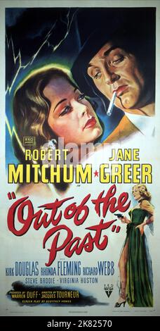 Jane Greer & Robert Mitchum Film: Out of the Past; Build My Gallows High (USA 1947) Charaktere: Kathie, Jeff Regie: Jacques Tourneur 13 November 1947 **WARNUNG** Dieses Foto ist nur für redaktionelle Zwecke bestimmt und unterliegt dem Copyright von RKO und/oder dem von der Film- oder Produktionsfirma beauftragten Fotografen.Es kann nur von Publikationen im Zusammenhang mit der Bewerbung des oben genannten Films reproduziert werden. Eine obligatorische Gutschrift an RKO ist erforderlich. Der Fotograf sollte auch bei Bekanntwerden des Fotos gutgeschrieben werden. Ohne schriftliche Genehmigung der Film Company kann keine kommerzielle Nutzung gewährt werden. Stockfoto