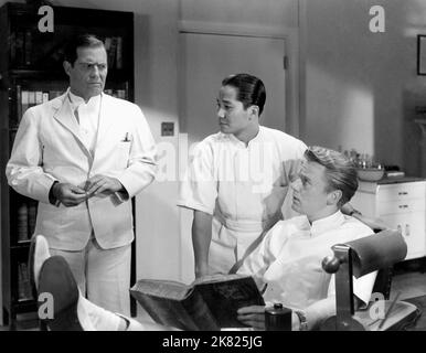 NAT Pendleton, Keye Luke & Van Johnson Film: Dr. Gillespie'S New Assistant (1942) Charaktere: Joe Weyman, Dr. Lee Wong How, Dr. Randall 'Red' Adams Regie: Willis Goldbeck 08 May 1942 **WARNUNG** Dieses Foto ist nur für redaktionelle Zwecke bestimmt und unterliegt dem Copyright von MGM und/oder dem Fotografen, der von der Film- oder Produktionsfirma beauftragt wurde, und kann nur von Publikationen im Zusammenhang mit der Bewerbung des oben genannten Films reproduziert werden. Eine obligatorische Gutschrift an MGM ist erforderlich. Der Fotograf sollte auch bei Bekanntwerden des Fotos gutgeschrieben werden. Ohne schriftliche Genehmigung des Films C kann keine kommerzielle Nutzung gewährt werden Stockfoto