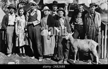 Henry Fonda, Jane Darwell, Russell Simpson, Frank Darien, O.Z. Whitehead & John Carradine Film: The Grapes of Wrath (USA 1940) Charaktere: Tom Joad,Ma Joad,Pa Joad,Onkel John,Al & Casy / Literaturverfilmung (nach dem Buch von John Steinbeck) Regie: John Ford 24 January 1940 **WARNUNG** Dieses Foto ist nur für redaktionelle Verwendung bestimmt und unterliegt dem Copyright von 20. CENTURY FOX und/oder des Fotografen, der von der Film- oder Produktionsfirma beauftragt wurde und kann nur durch Publikationen im Zusammenhang mit der Bewerbung des oben genannten Films reproduziert werden. Eine obligatorische Gutschrift an 20. CENTURY FOX ist erforderlich. Die Ph Stockfoto