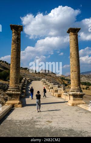 Die Severan-Brücke (auch bekannt als Chabinas-Brücke oder Cendere-Brücke oder Septimius-Severus-Brücke; türkisch: Cendere Köprüsü) ist eine spätrömische Brückenloka Stockfoto