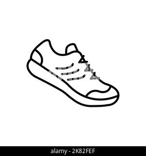 Sneaker mit schwarzer Linie. Piktogramm für Webseite, mobile App, Promo. Bearbeitbare Kontur. Stock Vektor
