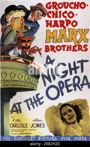 Film Poster Film: Eine Nacht an der Oper (1937) Regie: Sam Wood 15 November 1935 **WARNUNG** Dieses Foto ist nur für redaktionelle Zwecke bestimmt und unterliegt dem Copyright von MGM und/oder dem Fotografen, der von der Film- oder Produktionsfirma beauftragt wurde, und kann nur durch Publikationen im Zusammenhang mit der Bewerbung des oben genannten Films reproduziert werden. Eine obligatorische Gutschrift an MGM ist erforderlich. Der Fotograf sollte auch bei Bekanntwerden des Fotos gutgeschrieben werden. Ohne schriftliche Genehmigung der Film Company kann keine kommerzielle Nutzung gewährt werden. Stockfoto