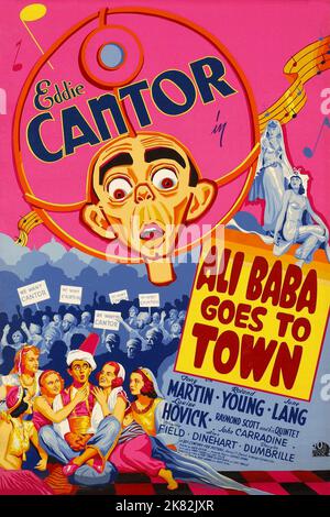 Eddie Cantor Poster Film: Ali Baba Goes To Town (1938) Regie: David Butler 22 October 1937 **WARNUNG** Dieses Foto ist nur für redaktionelle Verwendung bestimmt und unterliegt dem Copyright von 20 CENTURY FOX und/oder des Fotografen, der von der Film- oder Produktionsfirma beauftragt wurde und darf nur von Publikationen im Zusammenhang mit der Bewerbung des oben genannten Films reproduziert werden. Eine obligatorische Gutschrift an 20 CENTURY FOX ist erforderlich. Der Fotograf sollte auch bei Bekanntwerden des Fotos gutgeschrieben werden. Ohne schriftliche Genehmigung der Film Company kann keine kommerzielle Nutzung gewährt werden. Stockfoto