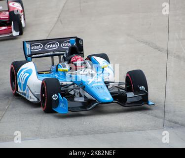 DETROIT, MI/USA - 2. JUNI 2013: Chevrolet Indy Dual in Detroit II. Simon Pagenaud, in #77, beendete #1. Stockfoto