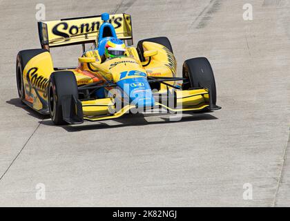 DETROIT, MI/USA - 1. JUNI 2013: 'Chevrolet Indy Dual in Detroit I' Grand Prix, Belle Isle. Erster Platz Mike Conway (#18), mit Geschwindigkeit. Stockfoto