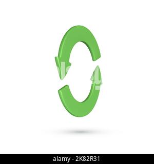 Symbol für die Aktualisierung des grünen Pfeils auf weißem Hintergrund isoliert. Symbol für Web- oder App-Oberfläche neu laden. Drehpfeile in einem Kreiszeichen. Vektorgrafik Stock Vektor