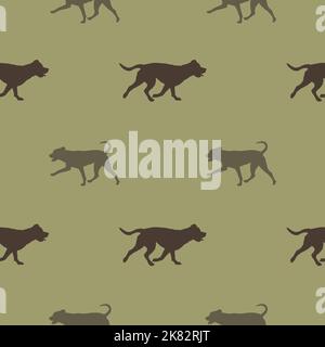 Nahtloses Muster. Silhouette von Hunden verschiedenen Rassen. Endlose Textur. Design für Stoff, Dekor, Tapete, Geschenkpapier, Oberflächengestaltung. Vektoren. Stock Vektor