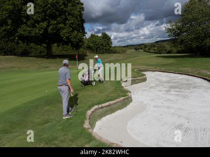 Tidworth Garrison Golf Club, Bulford Road, Tidworth, Wiltshire, England, Großbritannien - Ansicht der Spieler auf der 10. grün Stockfoto