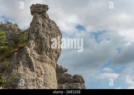 Bemerkenswerter Felsen in der Stadt der Steine, innerhalb des Grands Causses Regional Natural Park, denkmalgeschützte Naturstätte. Aveyron, Cevennes, Frankreich. Stockfoto