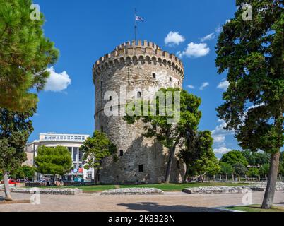 Der Weiße Turm (Lefkos Pyrgos), Nikis Avenue, Thessaloniki, Mazedonien, Griechenland Stockfoto