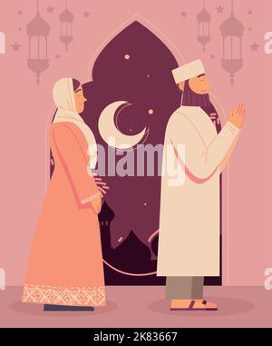 arabischer Mann und Frau Stock Vektor
