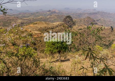 Berglandschaft in der Nähe des Dorfes Kosoye, Äthiopien Stockfoto