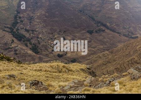 Blick von der nördlichen Böschung in den Simien Mountains, Äthiopien Stockfoto