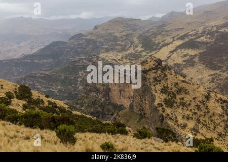Blick von der nördlichen Böschung in den Simien Mountains, Äthiopien Stockfoto