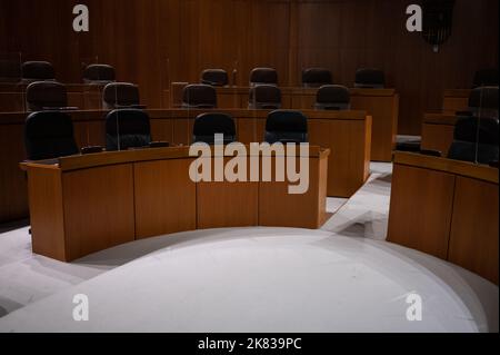 Cortes (regionalparlament) der autonomen Gemeinschaft Aragon. Der Aljaferia Palast ist ein befestigter mittelalterlicher Palast, der in der zweiten Hälfte erbaut wurde Stockfoto