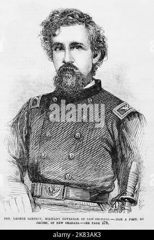 Porträt von General George Foster Shepley, Militärgouverneur von New Orleans. 1862. 19. Jahrhundert American Civil war Illustration aus Frank Leslie's Illustrated Newspaper Stockfoto