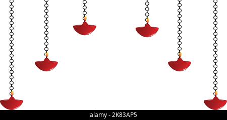 Frohes Diwali. Hängende Diya-Lampe-Grußkarte für Diwali, das indische Lichterfest. Diwali Hintergrund. Stock Vektor