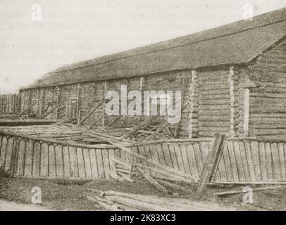 Alte Salzscheune der Seregovsky Salzfabrik. Stockfoto