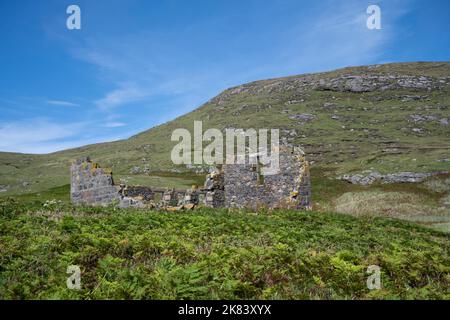 Die Ruinen des Chapel House auf der Insel Mingulay, Bishop's Isles, Äußere Hebriden, Schottland, Großbritannien Stockfoto