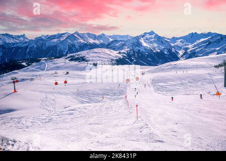 Skiurlaub im Zillertal, Österreich Stockfoto