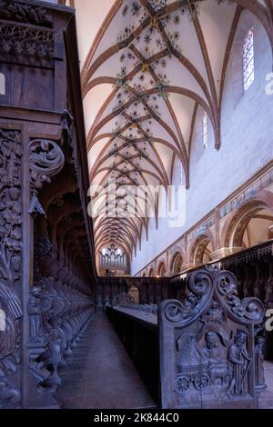 Gotische Chorgestüte, Innenraum der Klosterkirche, Kloster Maulbronn, Baden-Württemberg, Deutschland Stockfoto