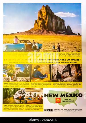 Tourismus-Werbung in New Mexico in einem Magazin von NatGeo, 1954 Stockfoto