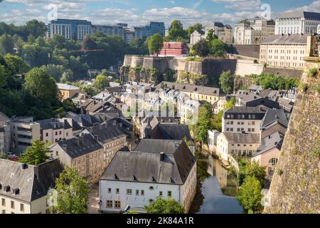 Die Stadt Luxemburg und der Alzette, Luxemburg. Stockfoto