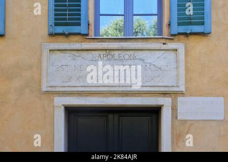 Geburtsort des französischen Imperators Napoleon I. (1769-1821) in Ajacio (Corse-du-Sud) auf der Insel Korsika, Frankreich Stockfoto