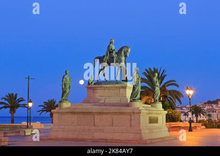 Reiterdenkmal des französischen Imperators Napoleon I. (1769-1821) und seiner vier Brüder (1865) in Ajacio (Corse-du-Sud) auf der Insel Korsika, Frankreich Stockfoto