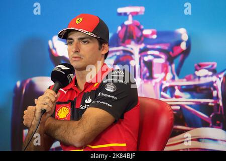 Austin, USA . 20. Oktober 2022. 20. Oktober 2022: Carlos Sainz #55 mit Scuderia Ferrari auf der Pressekonferenz vor dem Grand Prix der Vereinigten Staaten, Circuit of the Americas. Austin, Texas. Mario Cantu/CSM Kredit: CAL Sport Media/Alamy Live News Stockfoto