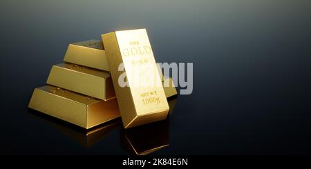 Bunte Goldbarren Hintergrund. (3D Rendering Computer Digital generierte Illustration.) Stockfoto