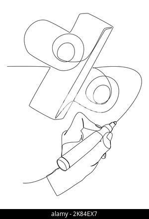 Eine fortlaufende Zeile mit einem Wort mit Prozentzeichen, das mit einem Filzstift geschrieben wurde. Vektor-Konzept der dünnen Linie Illustration. Konturzeichnen Kreative Ideen. Stock Vektor