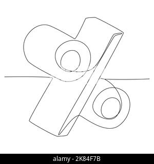 Eine fortlaufende Zeile des Prozentzeichens. Vektor-Konzept der dünnen Linie Illustration. Konturzeichnen Kreative Ideen. Stock Vektor