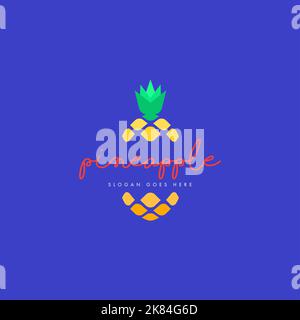 Pineapple Logo Design Konzept für Business und Branding. Fresh Fruit Logo Vorlage Vektor. Vorlage Für Ananas-Logo Stockfoto