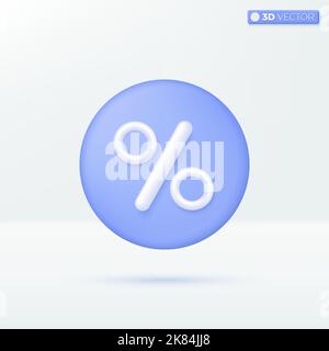 Prozent Symbol Symbol. Promotion, Verkauf, Promotion Preis Marketing, Rabatt-Konzept. 3D Vektor isoliertes Illustrationsdesign. Cartoon Pastell Minimal Sty Stock Vektor