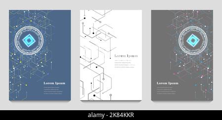 Abstrakter Satz aus Sechseck, ai künstliche Intelligenz, geometrische Textur Hintergrund, wissenschaftliche Technologie, futuristisches Konzept Stockfoto