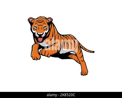 Illustration von Tiger Jumping, Maskottchen-Logo, Vektor, Illustration Stock Vektor