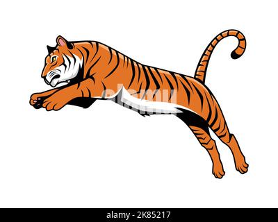 Tiger Jumping Mascot Logo Vektorgrafik, E-Sport Logo Stock Vektor