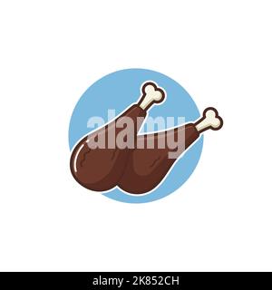 Gebratenes Huhn Vektor Cartoon Illustration - Gebratenes Huhn Oberschenkel - Fast Food Illustration Stock Vektor