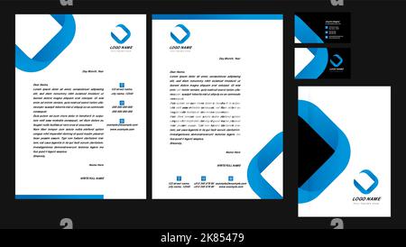 Briefkopf Visitenkarte Notizbuch editierbare Inhalte und Layout-Vorlage Design für Unternehmens-und Finanzunternehmen Gradient Logo und Ornament Farbe. Stock Vektor