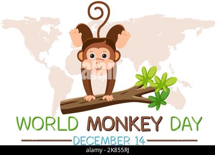 Welt Affen Tag Poster Design Illustration Stock Vektor