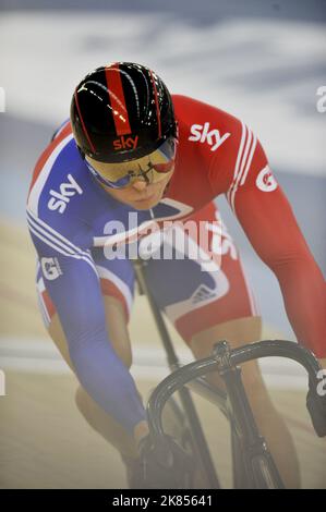 Der britische Sir Chris Hoy im Viertelfinale des Sprints der Männer Stockfoto